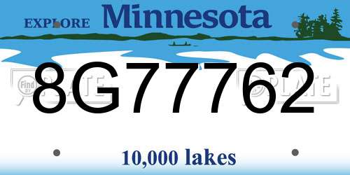 8G77762 Minnesota License Plate