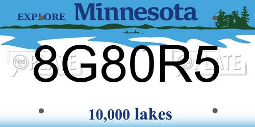 8G80R5 Minnesota License Plate