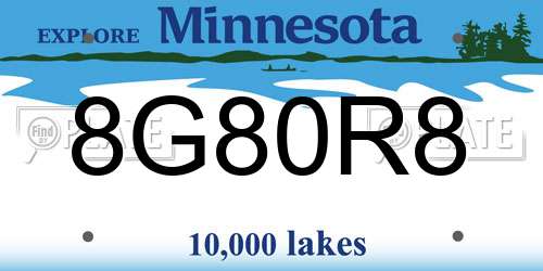8G80R8 Minnesota License Plate