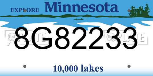 8G82233 Minnesota License Plate