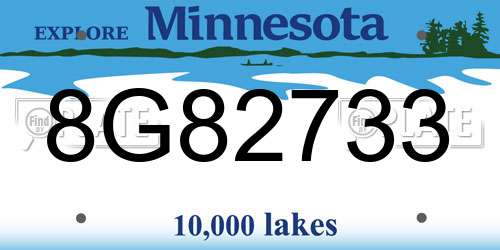 8G82733 Minnesota License Plate