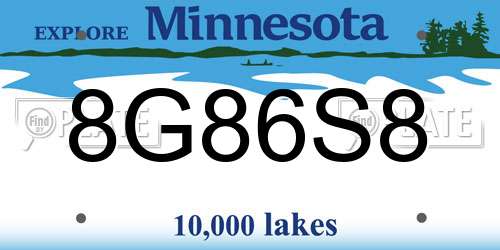 8G86S8 Minnesota License Plate