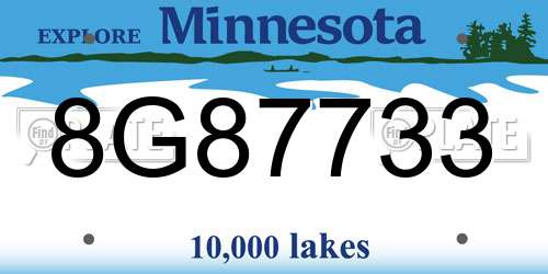 8G87733 Minnesota License Plate