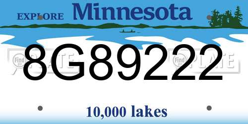 8G89222 Minnesota License Plate