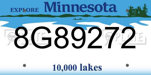 8G89272 Minnesota License Plate