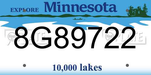 8G89722 Minnesota License Plate