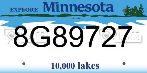 8G89727 Minnesota License Plate