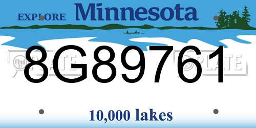 8G89761 Minnesota License Plate