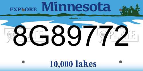 8G89772 Minnesota License Plate