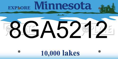 8GA5212 Minnesota License Plate