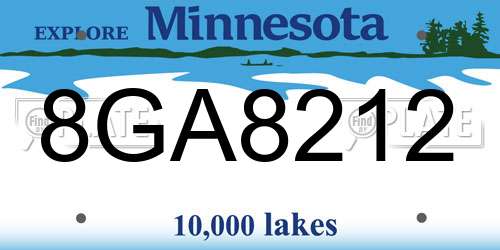 8GA8212 Minnesota License Plate