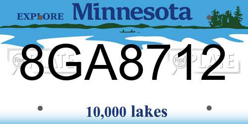 8GA8712 Minnesota License Plate