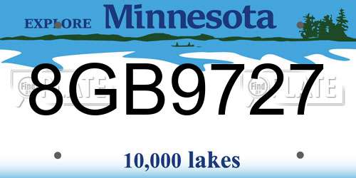 8GB9727 Minnesota License Plate
