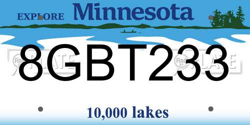 8GBT233 Minnesota License Plate