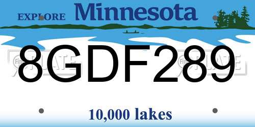 8GDF289 Minnesota License Plate