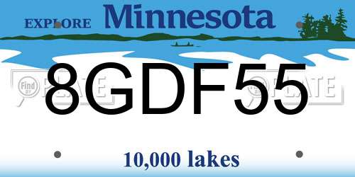8GDF55 Minnesota License Plate