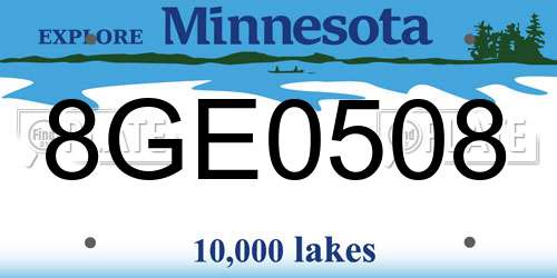 8GE0508 Minnesota License Plate