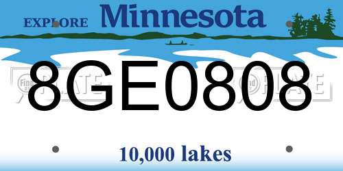 8GE0808 Minnesota License Plate