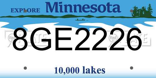 8GE2226 Minnesota License Plate