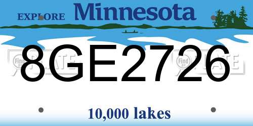 8GE2726 Minnesota License Plate