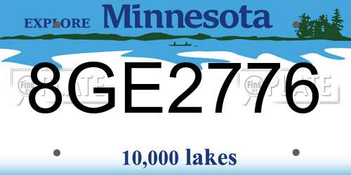 8GE2776 Minnesota License Plate