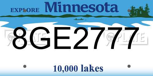 8GE2777 Minnesota License Plate