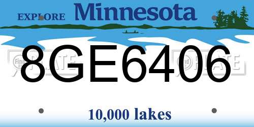 8GE6406 Minnesota License Plate