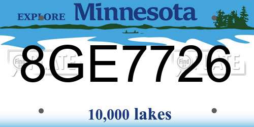 8GE7726 Minnesota License Plate