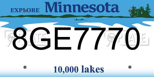 8GE7770 Minnesota License Plate
