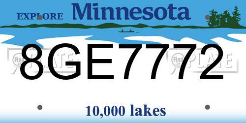 8GE7772 Minnesota License Plate