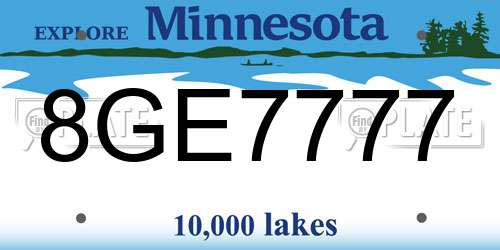 8GE7777 Minnesota License Plate