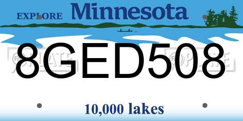 8GED508 Minnesota License Plate