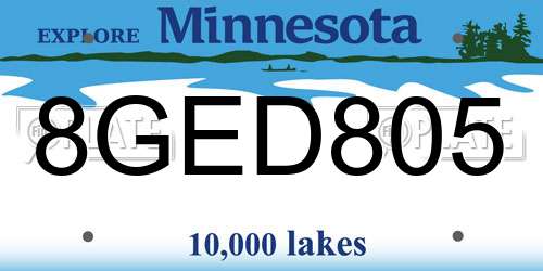 8GED805 Minnesota License Plate