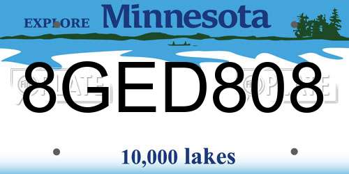 8GED808 Minnesota License Plate