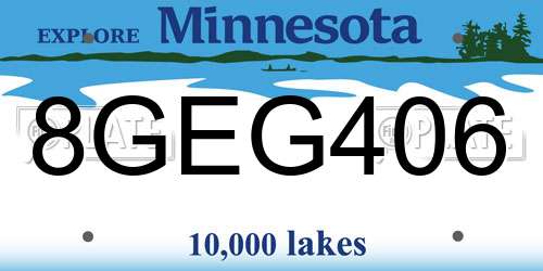 8GEG406 Minnesota License Plate