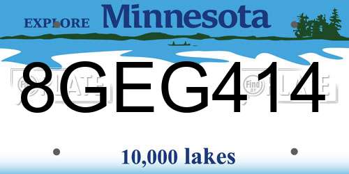 8GEG414 Minnesota License Plate