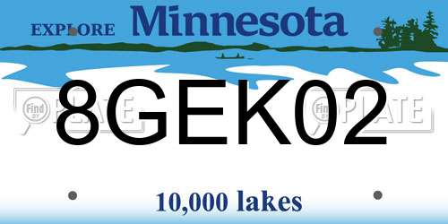8GEK02 Minnesota License Plate
