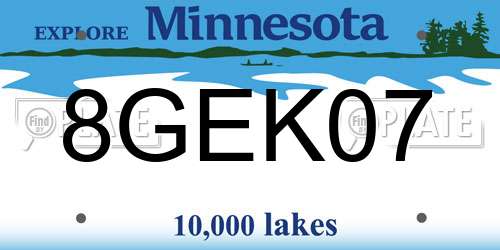 8GEK07 Minnesota License Plate