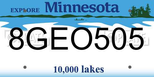 8GEO505 Minnesota License Plate