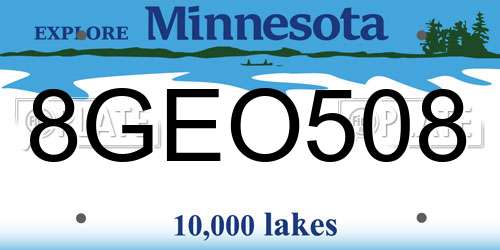 8GEO508 Minnesota License Plate