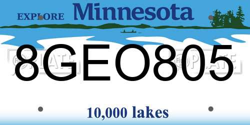 8GEO805 Minnesota License Plate
