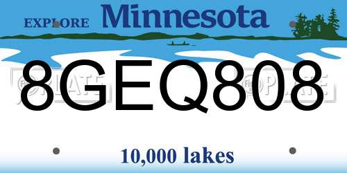 8GEQ808 Minnesota License Plate