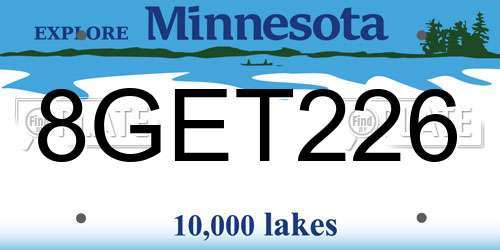 8GET226 Minnesota License Plate
