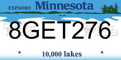 8GET276 Minnesota License Plate