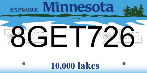 8GET726 Minnesota License Plate
