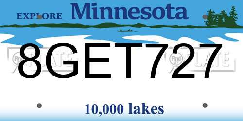 8GET727 Minnesota License Plate