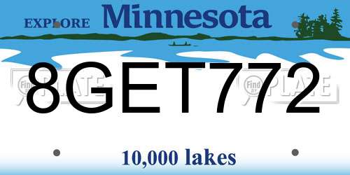8GET772 Minnesota License Plate