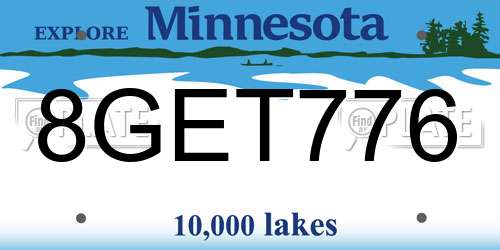 8GET776 Minnesota License Plate