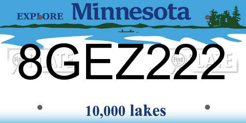 8GEZ222 Minnesota License Plate