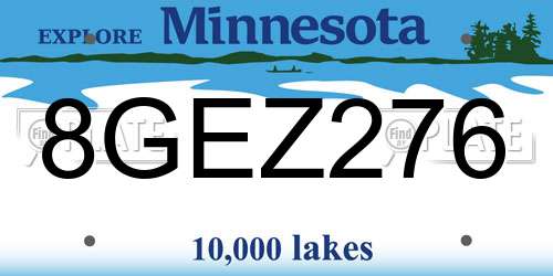 8GEZ276 Minnesota License Plate